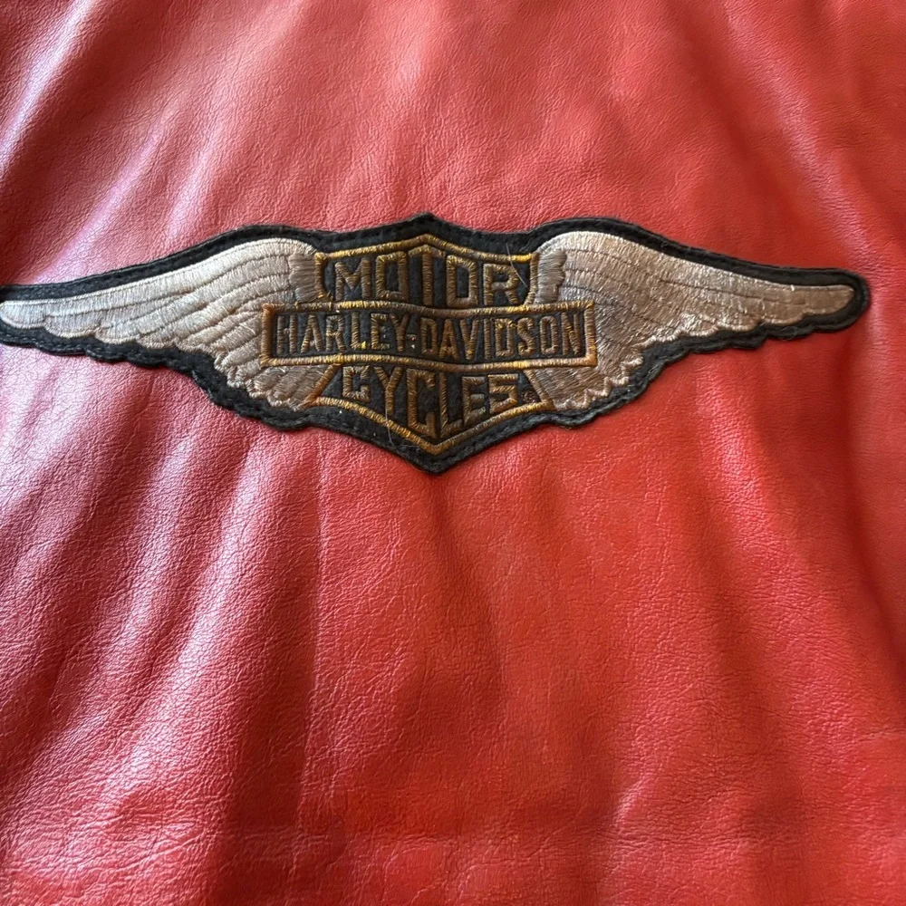 Harley-Davidson Red Leather Biker Vest - Picture 6 of 7